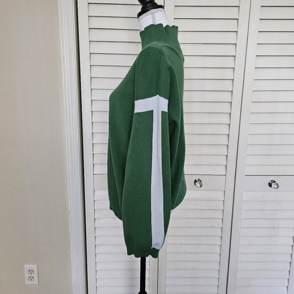 La Ligne X Target Mock Turtleneck Sweater Size M Green Stripe Sleeve - Picture 8 of 12